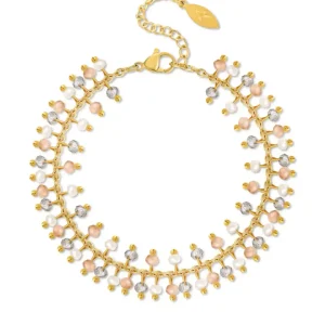 Double Bead Bracelet – Peach/White
