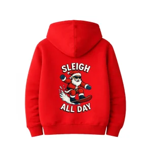 Zip Hoodie med Julemotiv - Sleigh All Day