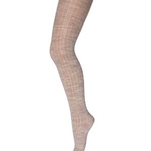 mp Denmark basic strømpebukse ribb i ull light brown melange