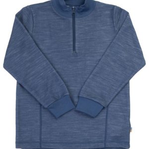 Joha zip-genser barn ull/bambusviskose dark blue