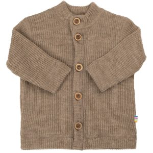 Joha ribbestrikket jakke med kokosknapper i 100% merinoull Beige Melange