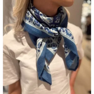 Wool Silk Scarf – Blue Paisley