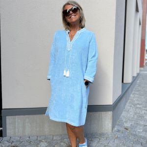 Kaftan Short Dress – Light Blue