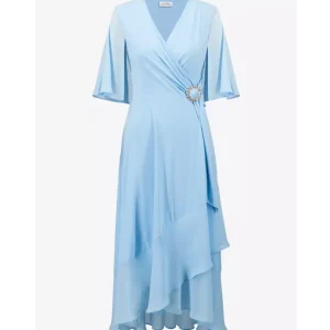 V-neck Wrap Midi Dress – Sky Blue