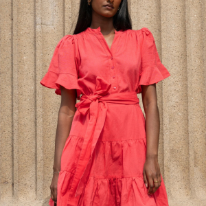 Gaia Mini Dress – Lipstick Linen