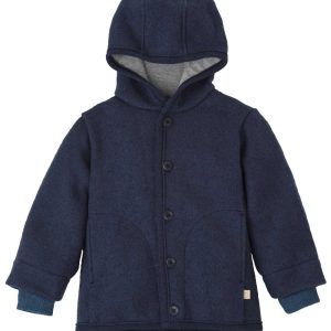 Disana jakke med knapper i 100% økologisk kokt merinoull Indigo