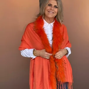 Møller Sjal m/pels – Orange