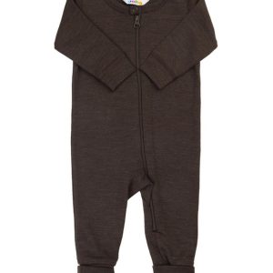 Joha heldrakt med glidelås ull/silke dark brown