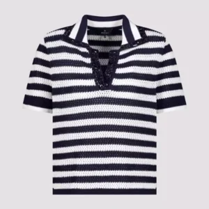 Ajour polo jumper w/rhinestones