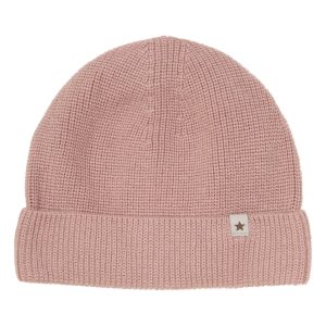 HUTTEliHUT ribbestrikket lue i ull/bomull Mahogany Rose