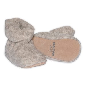 Melton wolly ulltøfler Beige Melange