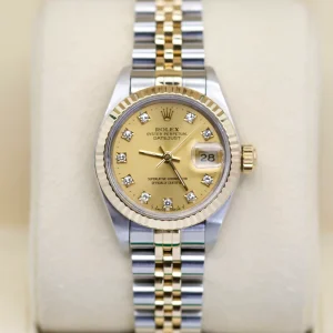 *Solgt*Rolex DateJust 26 Two Tone  med Diamanter -Boks og Rolex Service Kort