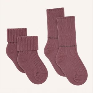 Hust&Claire 2-pack ribb sokker ull/bambusviskose Old Rose