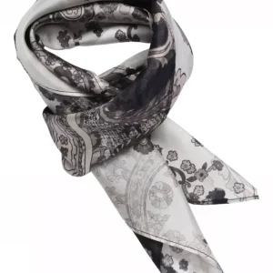 Joly Printed silk scarf- Dull black