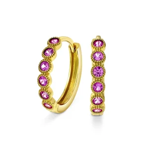 Ørering i sølv med ruby zirkonia, 15 mm