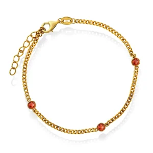 Armbånd i 925 sølv med dyp orange stener