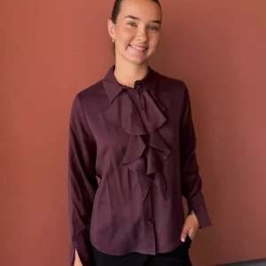 Amuse Silkebluse Lillie – Burgundy