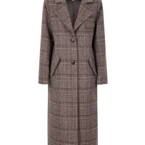 Avery Check Coat – Brown
