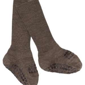 GoBabyGo antiskli sokker i merinoull Brown Melange