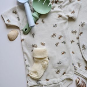 Joha body ull/silke korte ermer små krabber Off-White