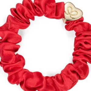 Gold Heart Silk Scrunchie – Chili Red