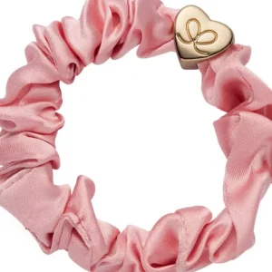Gold Heart Silk Scrunchie – Rose Tan