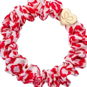Gold Heart Silk Scruchie – Red Leopard