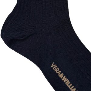 Vera & William Basic ribb ullsokker extrafine merinoull Midnight Blue