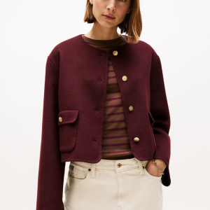 DF Wool Blend Reg Lady Jacket – Burgundy