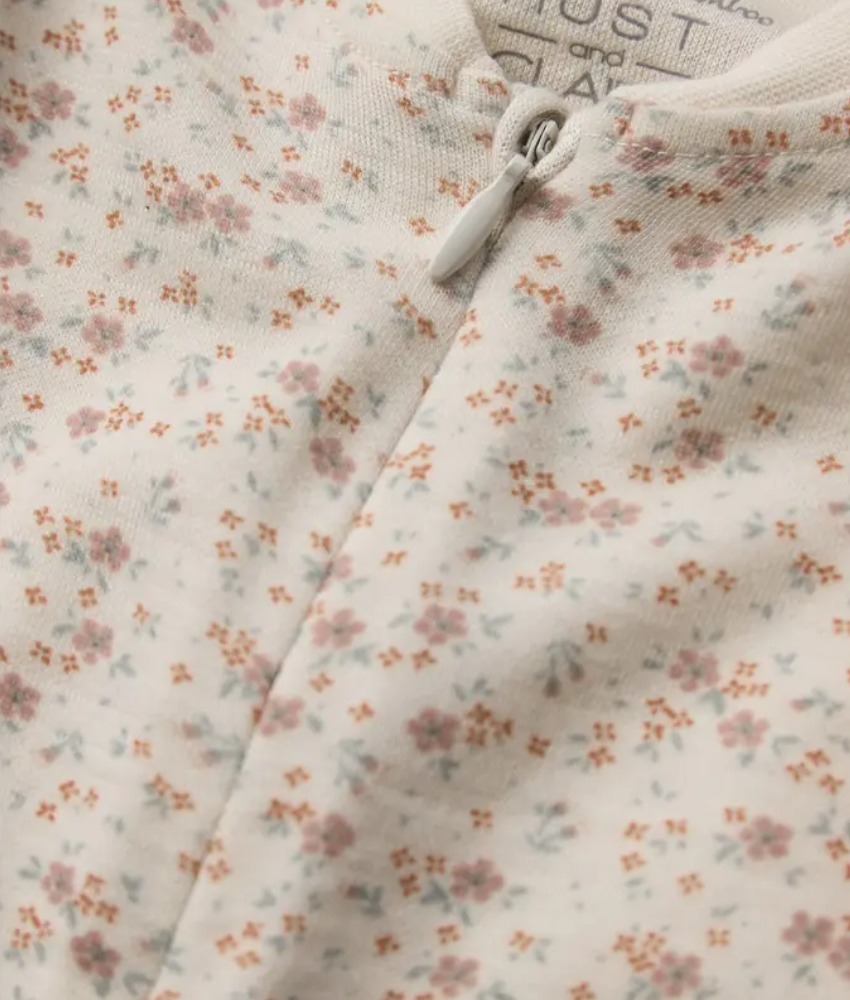 Hust&Claire heldrakt Zip Tiny ull/bambusviskose små blomster Off White - Image 3